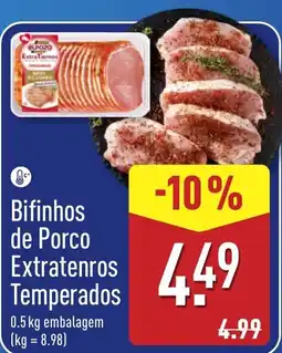 ALDI Bifinhos de Porco Extratenros Temperados promoção