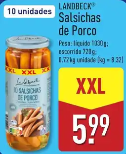 ALDI Landbeck salsichas de porco promoção
