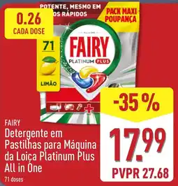 ALDI Fairy detergente em pastilhas para máquina da loiça platinum plus all in one promoção