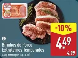 ALDI Bifinhos de Porco Extratenros Temperados promoção