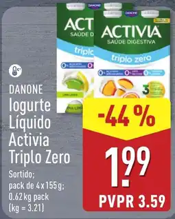 ALDI danone logurte líquido activia triplo zero promoção