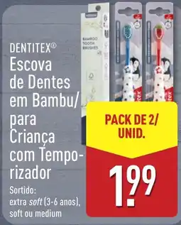 ALDI Dentitex escova de dentes em bambu para criança com temporizador promoção