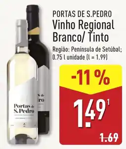 ALDI Portas de S. Pedro Vinho Regional Branco/ Tinto promoção