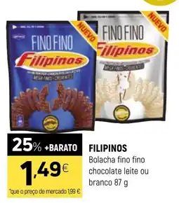 Coviran Filipinos bolacha fino fino chocolate leite ou branco promoção