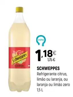 Coviran Schweppes refrigerante citrus, limão ou laranja, ou laranja ou limão zero promoção