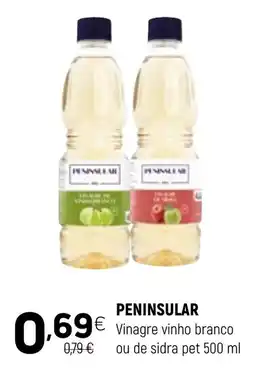 Coviran Peninsular vinagre vinho branco ou de sidra pet 500 ml promoção