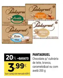 Coviran Pantagruel chocolate p/ culinária de leite, branco, caramelo&sal ou com avelã promoção