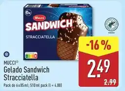 ALDI Mucci - gelado sandwich stracciatella promoção