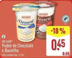ALDI Milsani - pudim de chocolate e baunilha promoção