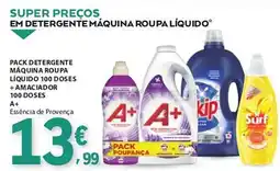 E.Leclerc Pack detergente máquina roupa líquido 100 doses + amaciador 100 doses A+ Essência de Provença promoção