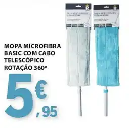 E.Leclerc Mopa microfibra basic com cabo telescópico rotação 360° promoção
