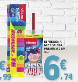E.Leclerc Vileda esfregona microfibra premium 2 em 1 promoção