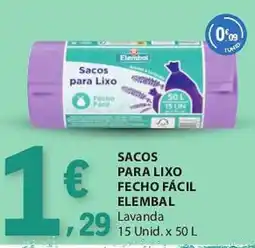 E.Leclerc sacos para lixo fecho fácil elembal lavanda promoção