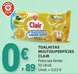 E.Leclerc toalhitas multisuperfícies clair frescura limão promoção