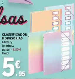 E.Leclerc Classificador 8 divisórias glittery rainbow pastel promoção