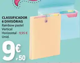 E.Leclerc Classificador 6 divisórias rainbow pastel promoção