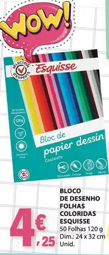 E.Leclerc Bloco de desenho folhas coloridas esquisse promoção