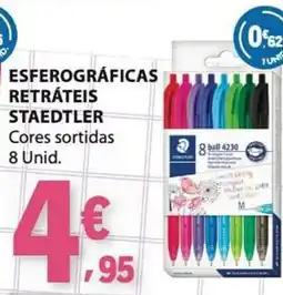 E.Leclerc esferográficas retrátéis staedtler cores sortidas promoção