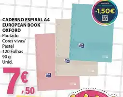E.Leclerc caderno espiral a4 european book oxford promoção
