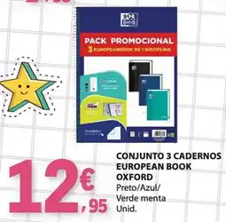E.Leclerc Conjunto 3 cadernos european book oxford promoção
