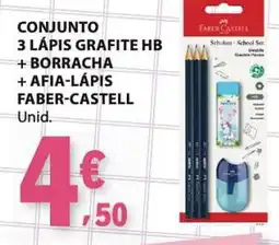 E.Leclerc Conjunto 3 lápis grafite hb + borracha + afia-lápis faber-castell promoção