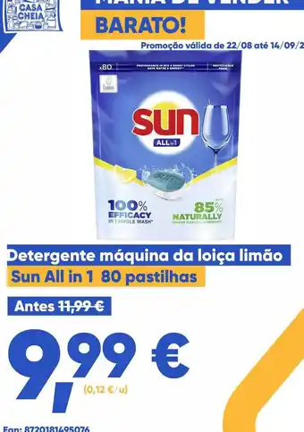 Detergente máquina da loiça limão Sun All in 1