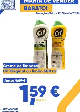 Casa Cheia Creme de limpeza Cif Original ou limão promoção