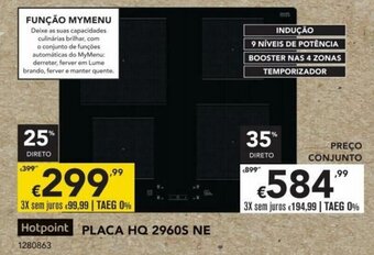 Radio Popular Hotpoint Placa HQ 2960S NE promoção