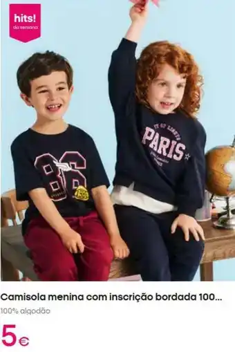 Com - camisola menina com inscrição bordada