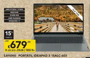 Radio Popular Lenovo Portátil Ideapad 3 15ALC-603 promoção