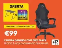 Radio Popular Lovit - cadeira gaming lovet dive black tecido e acolchamento de espuma promoção
