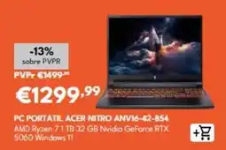 Radio Popular Acer - pc portatil nitro anv16-42-854 promoção