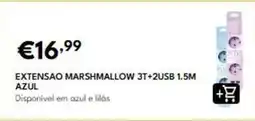 Radio Popular Extensao marshmallow 3t+2usb 1.5m azul promoção