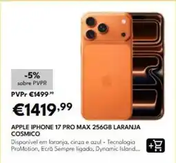 Radio Popular Apple - iphone 17 pro max 256gb laranja cosmico promoção