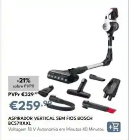 Radio Popular Bosch - aspirador vertical sem fios bcs711xxl promoção