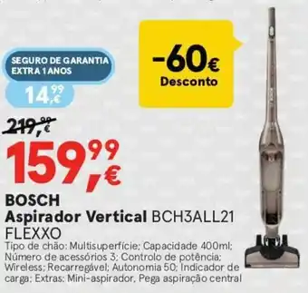 Worten Bosch Aspirador Vertical BCH3ALL21 FLEXXO promoção