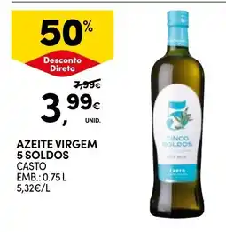 Continente azeite virgem cinco soldos promoção