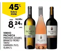 Continente vinho pacheca premium, douro, branco/ rosé/ tinto promoção
