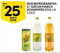 Continente Nossos refrigerantes c/ gás da marca schweppes promoção