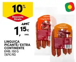 Continente Linguiça picante/extra continente promoção