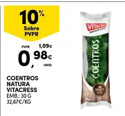 Continente Coentros natura vitacress promoção