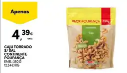 Continente Caju torrado s/ sal continente poupança promoção