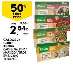 Continente Caldos 24 cubos Knorr carne/ galinha/ marisco/ arroz promoção