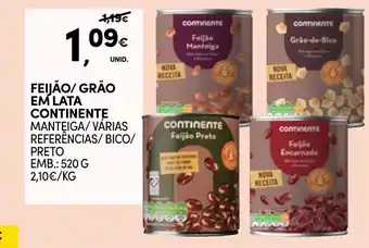 Continente Feijão/ grão em lata continente promoção