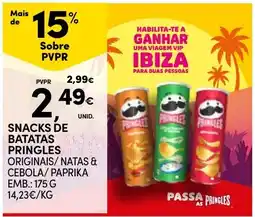 Continente Snacks de batatas pringles originais/natas & cebola/paprika promoção