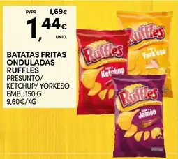Continente batatas fritas onduladas ruffles presunto/ ketchup/ yorkeso promoção