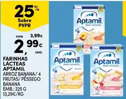 Continente Farinhas Lácteas Aptamil Arroz Banana/ 4 Frutas/ Pêssego Banana promoção