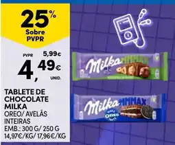 Continente Tablete de chocolate milka oreo/avelãs inteiras promoção