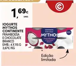 Continente Iogurte mythos continente framboesa e chocolate branco promoção