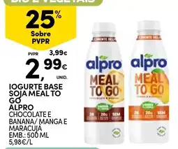 Continente Iogurte base soja meal to go alpro chocolate e banana / manga e maracujá promoção